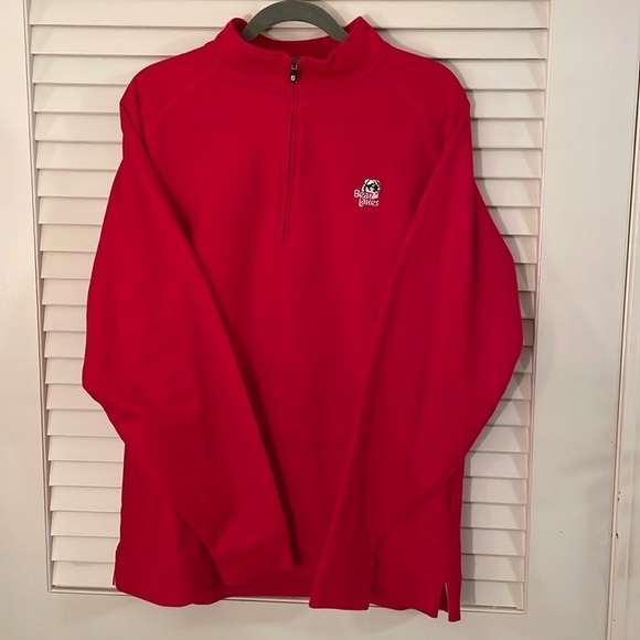 FootJoy Other - FootJoy Vibrant Red Bear Lakes Emblem 3/4 Zip Up Sweater
